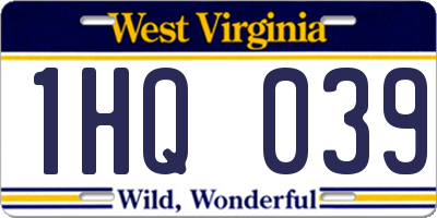 WV license plate 1HQ039