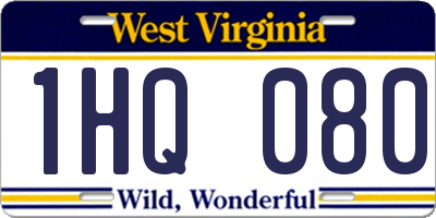 WV license plate 1HQ080