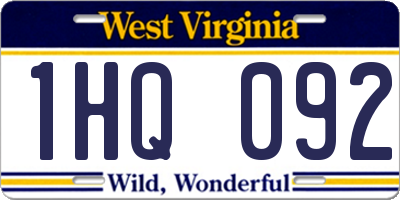 WV license plate 1HQ092