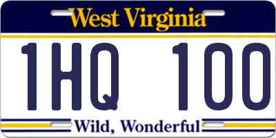 WV license plate 1HQ100