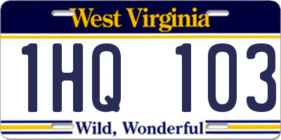 WV license plate 1HQ103