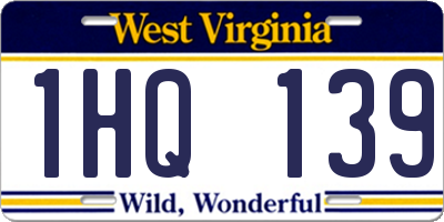 WV license plate 1HQ139