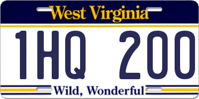 WV license plate 1HQ200