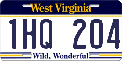 WV license plate 1HQ204