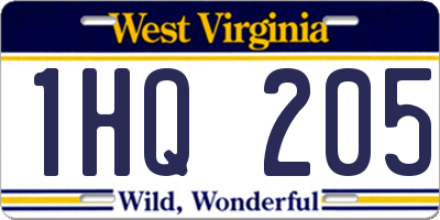 WV license plate 1HQ205