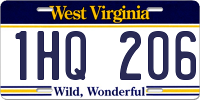 WV license plate 1HQ206