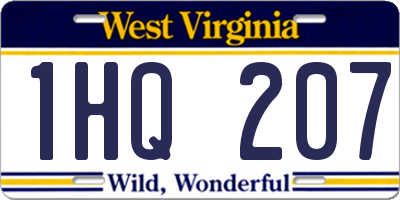 WV license plate 1HQ207