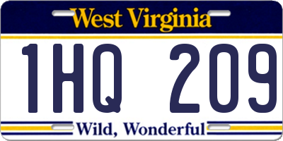 WV license plate 1HQ209