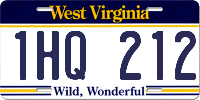 WV license plate 1HQ212