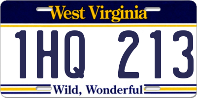 WV license plate 1HQ213