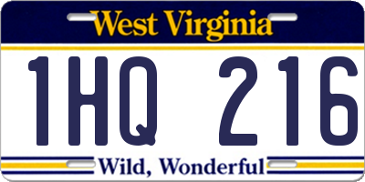 WV license plate 1HQ216