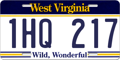 WV license plate 1HQ217