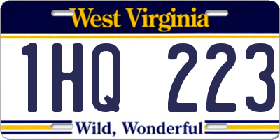 WV license plate 1HQ223