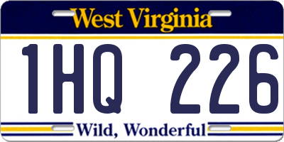 WV license plate 1HQ226