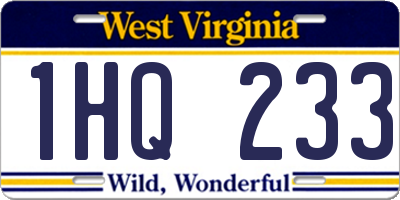 WV license plate 1HQ233