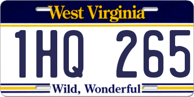 WV license plate 1HQ265