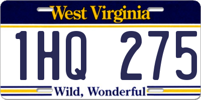 WV license plate 1HQ275