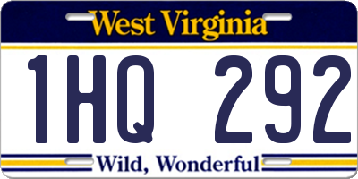 WV license plate 1HQ292