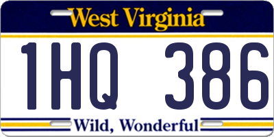 WV license plate 1HQ386