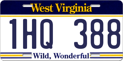 WV license plate 1HQ388