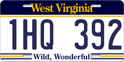 WV license plate 1HQ392
