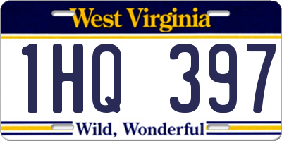 WV license plate 1HQ397