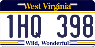 WV license plate 1HQ398
