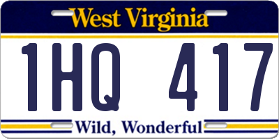 WV license plate 1HQ417