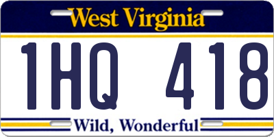 WV license plate 1HQ418