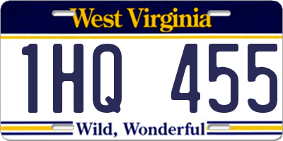 WV license plate 1HQ455