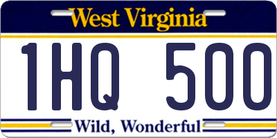 WV license plate 1HQ500
