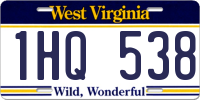 WV license plate 1HQ538