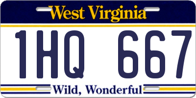 WV license plate 1HQ667