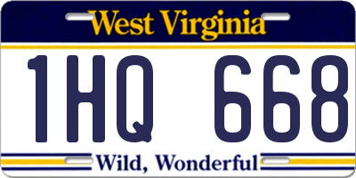 WV license plate 1HQ668