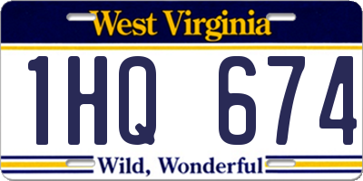 WV license plate 1HQ674