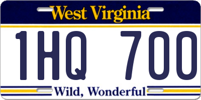 WV license plate 1HQ700