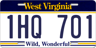 WV license plate 1HQ701