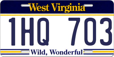 WV license plate 1HQ703