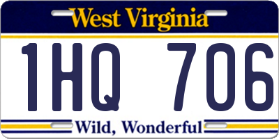WV license plate 1HQ706