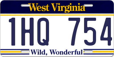 WV license plate 1HQ754