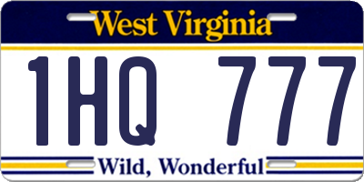 WV license plate 1HQ777