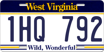 WV license plate 1HQ792