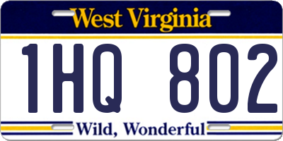 WV license plate 1HQ802