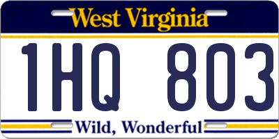 WV license plate 1HQ803