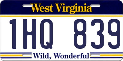 WV license plate 1HQ839