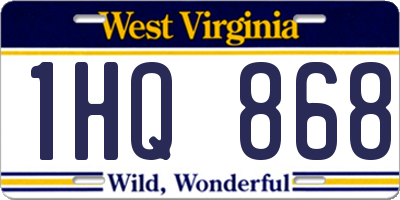 WV license plate 1HQ868