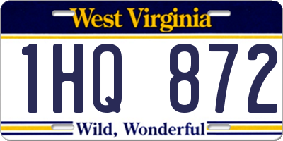 WV license plate 1HQ872