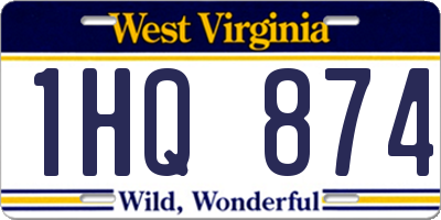 WV license plate 1HQ874