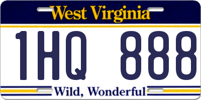 WV license plate 1HQ888