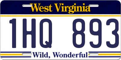 WV license plate 1HQ893